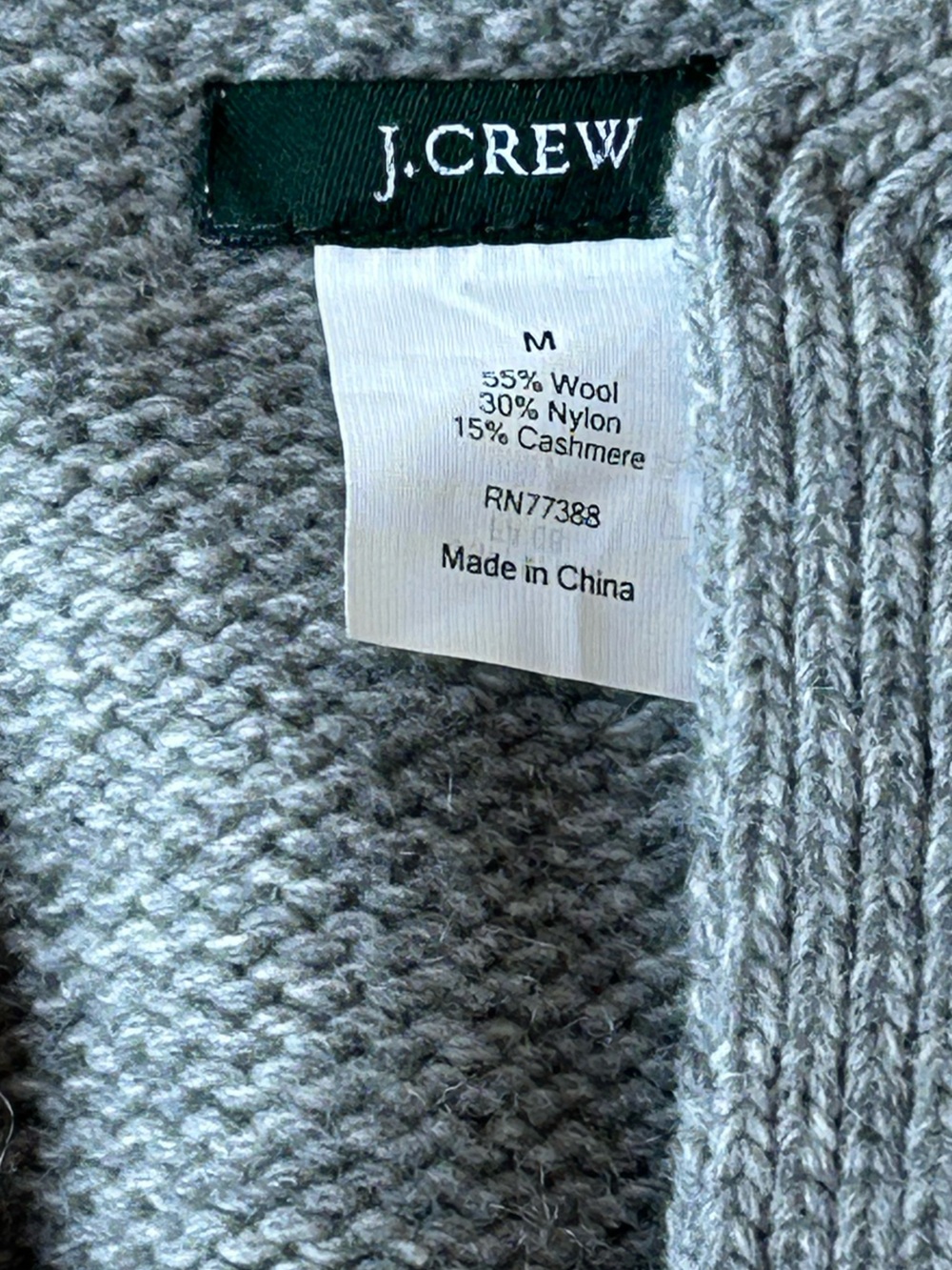 J. Crew Open Front Chunky Ribbed Cardigan Wool/Cashmere Heather Gray Medium - Picture 6 of 14